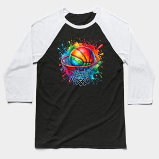 Colorful Basketball Tie Dye Color Splash Hoop Net Slam Dunk Baseball T-Shirt